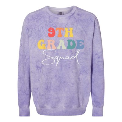 9th Grade Squad Retro Groovy Vintage First Day Of School Colorblast Crewneck Sweatshirt