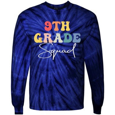 9th Grade Squad Retro Groovy Vintage First Day Of School Tie-Dye Long Sleeve Shirt