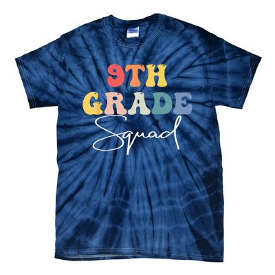 9th Grade Squad Retro Groovy Vintage First Day Of School Tie-Dye T-Shirt