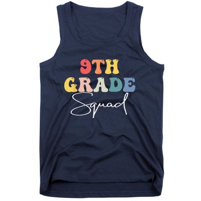 9th Grade Squad Retro Groovy Vintage First Day Of School Tank Top