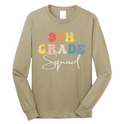 9th Grade Squad Retro Groovy Vintage First Day Of School Long Sleeve Shirt