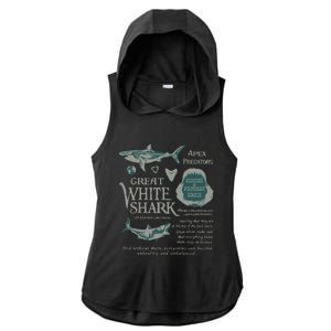 90S Great White Shark Ladies PosiCharge Tri-Blend Wicking Draft Hoodie Tank