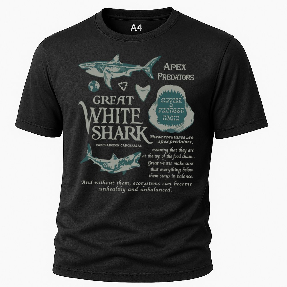 90S Great White Shark Cooling Performance Crew T-Shirt