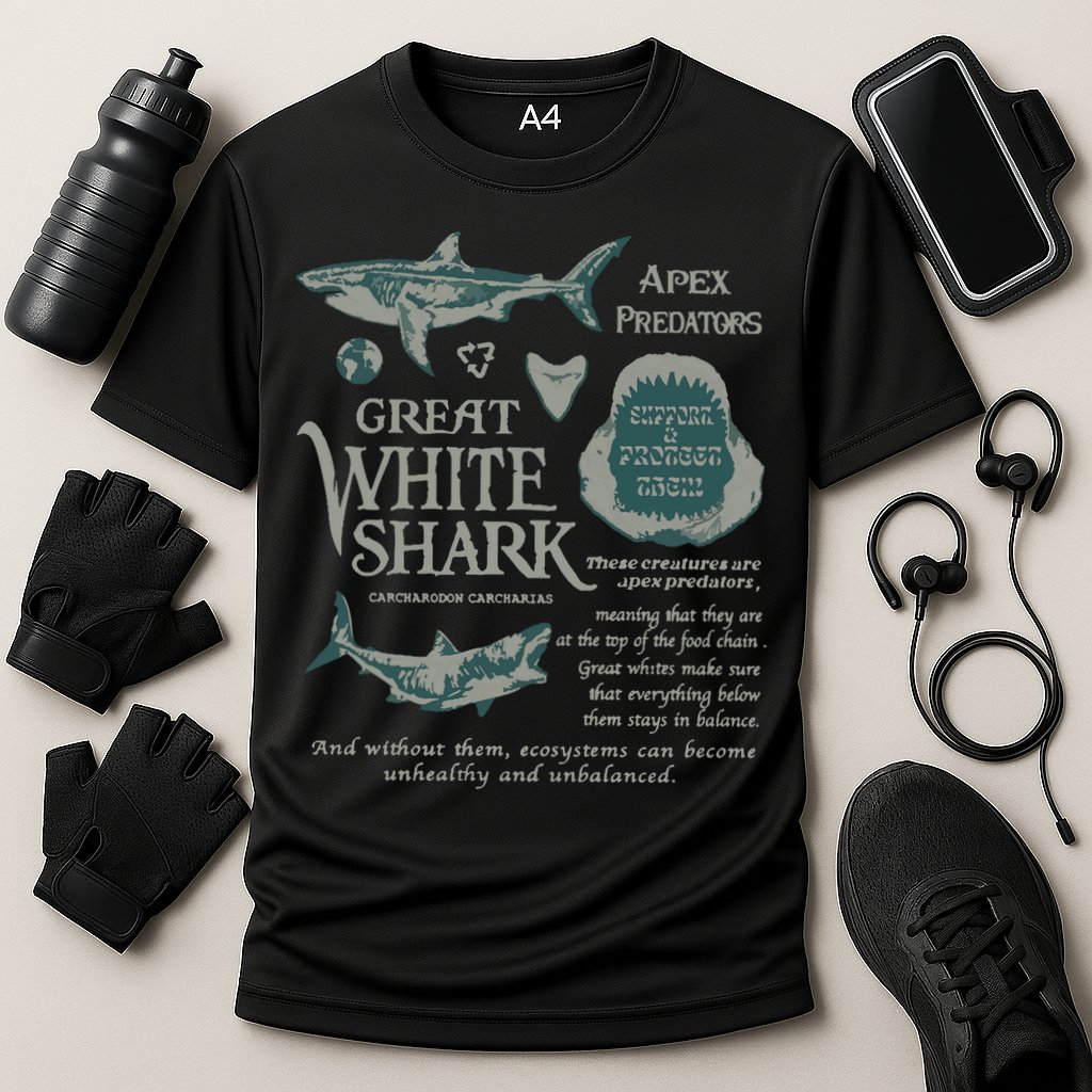 90S Great White Shark Cooling Performance Crew T-Shirt