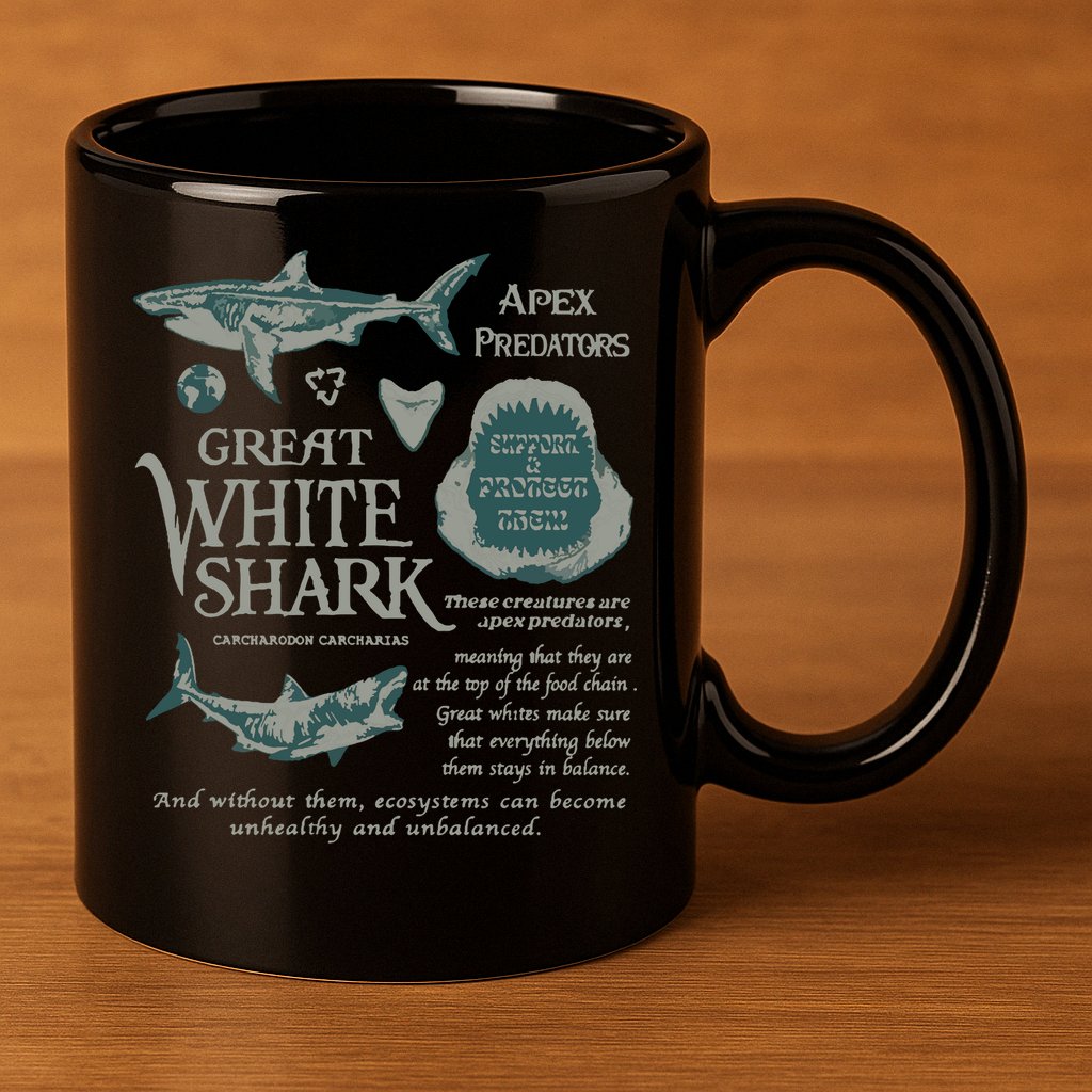 90S Great White Shark 11oz C Handle Ceramic Mug