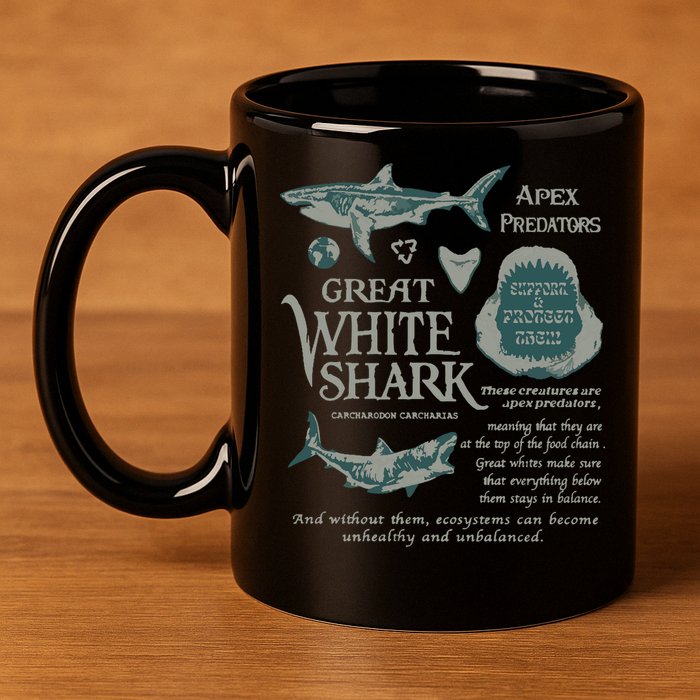 90S Great White Shark 11oz C Handle Ceramic Mug