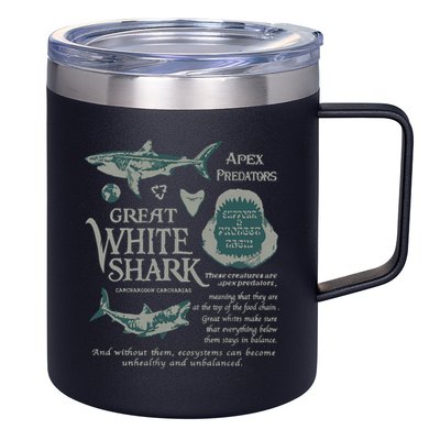 90S Great White Shark 12oz Stainless Steel Coffee Mug