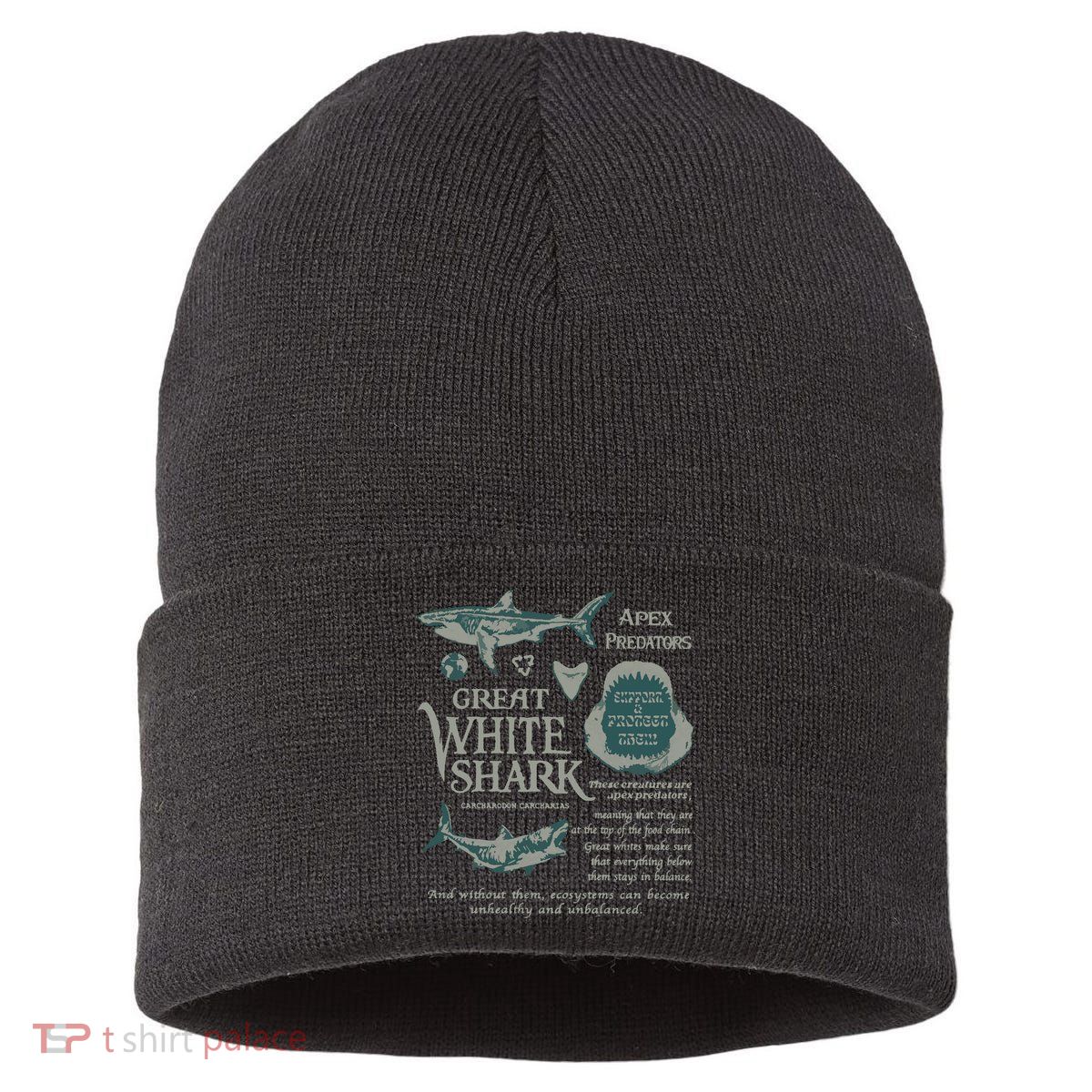90S Great White Shark Sustainable Knit Beanie