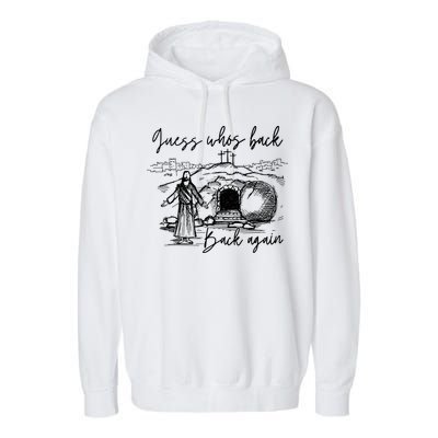 90s Guess WhoS Back Again Vintage Funny Jesus Garment-Dyed Fleece Hoodie
