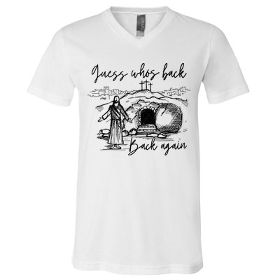 90s Guess WhoS Back Again Vintage Funny Jesus V-Neck T-Shirt