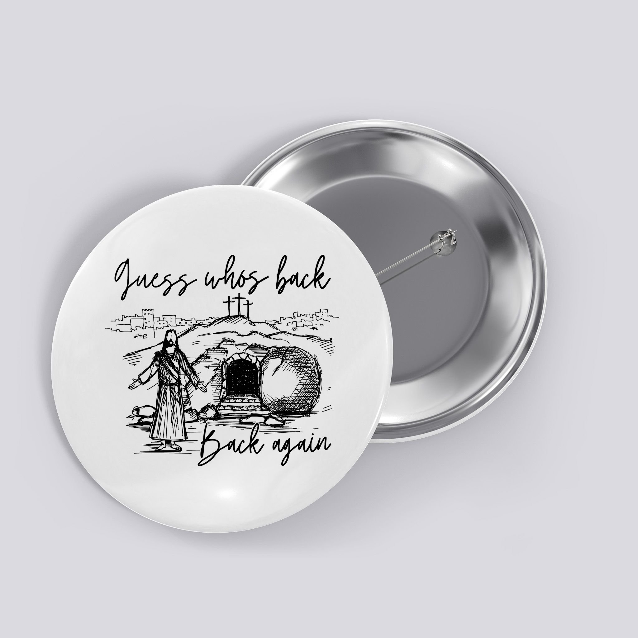 90s Guess WhoS Back Again Vintage Funny Jesus Button