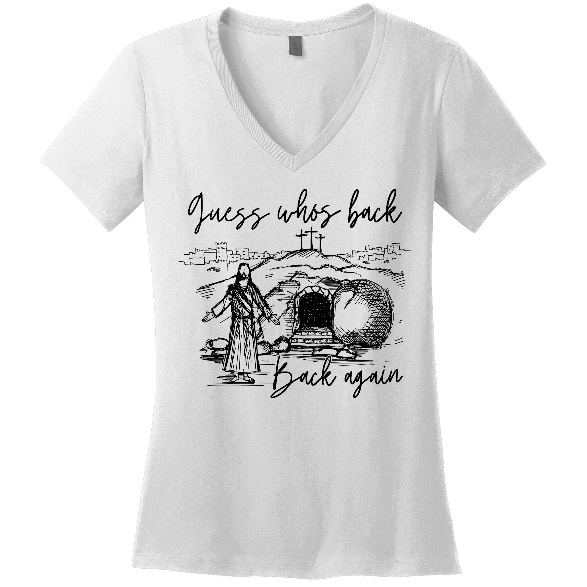 90s Guess WhoS Back Again Vintage Funny Jesus Women's V-Neck T-Shirt