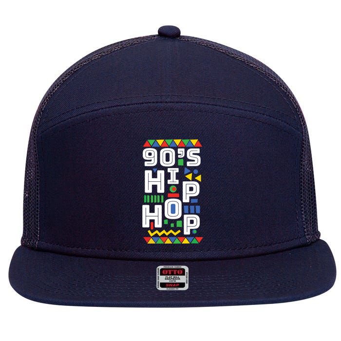 90s Hip Hop Vibes Retro Pattern 7 Panel Mesh Trucker Snapback Hat