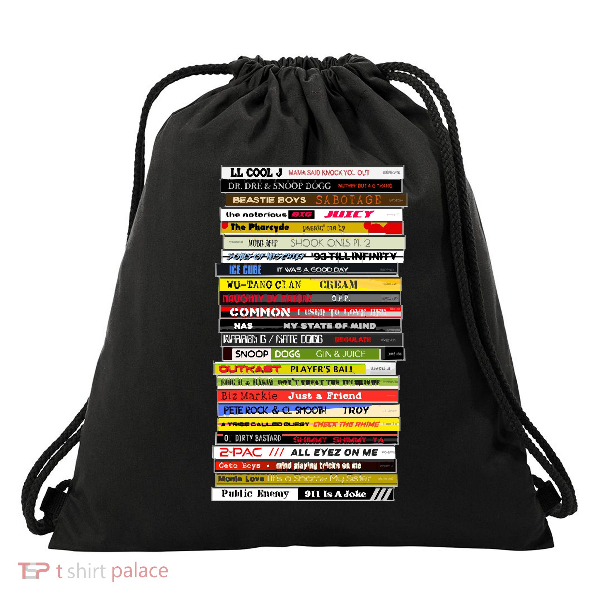 90s Hip Hop Cd Stack Drawstring Bag