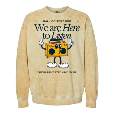 988 Here To Listen Mental Health Colorblast Crewneck Sweatshirt