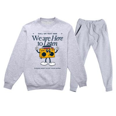 988 Here To Listen Mental Health Premium Crewneck Sweatsuit Set