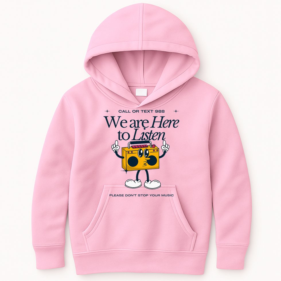 988 Here To Listen Mental Health Kids Hoodie