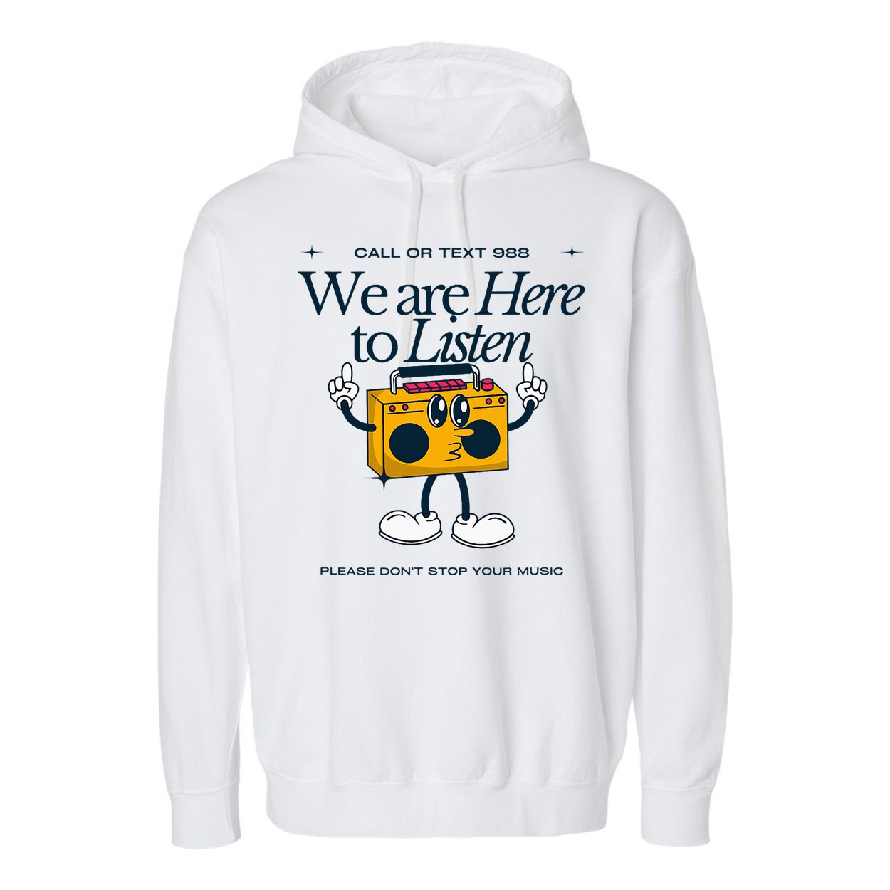 988 Here To Listen Mental Health Garment-Dyed Fleece Hoodie