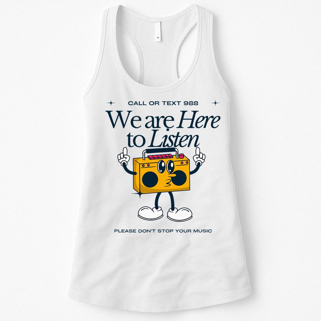 988 Here To Listen Mental Health Womens Tank Top