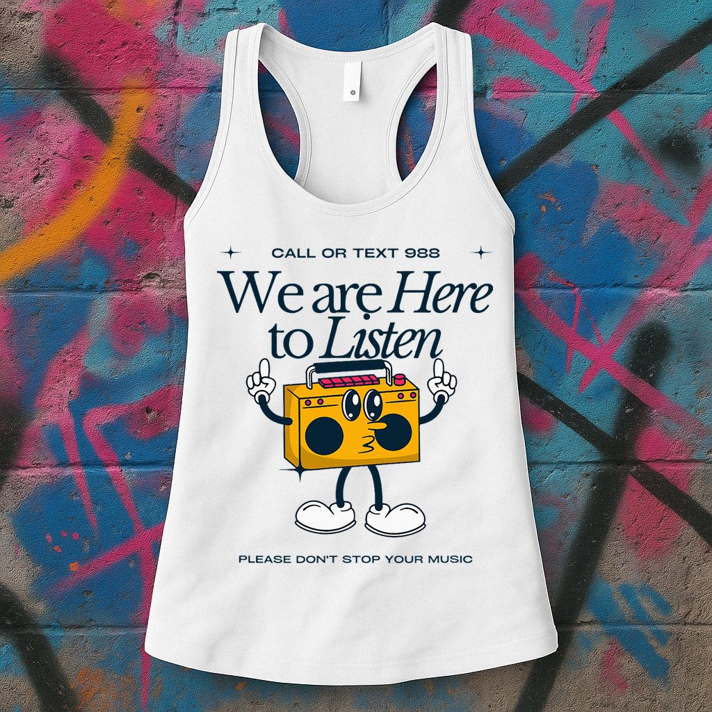 988 Here To Listen Mental Health Womens Tank Top
