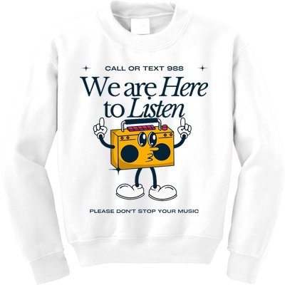 988 Here To Listen Mental Health Kids Sweatshirt