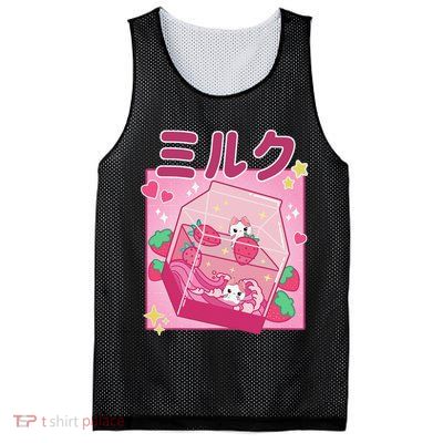 90s Kawaii Strawberry Milk Cute Women Japanese Anime Mesh Reversible Basketball Jersey Tank