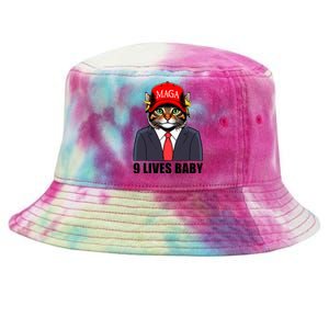 9 Lives Baby Trump 2024 You Missed Again Cat Maga Tie-Dyed Bucket Hat