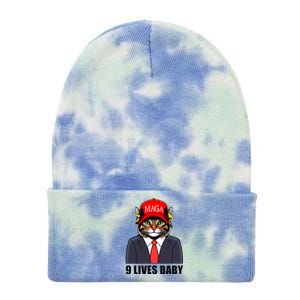 9 Lives Baby Trump 2024 You Missed Again Cat Maga Tie Dye 12in Knit Beanie