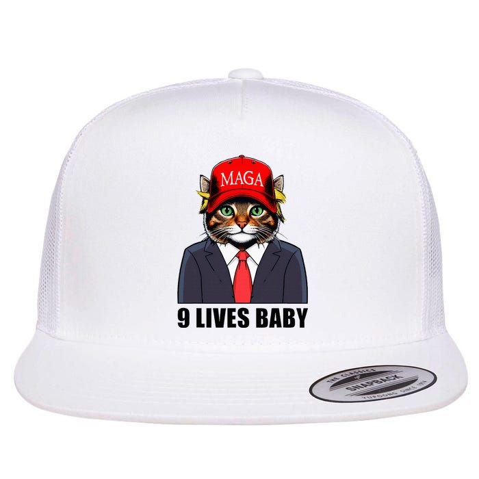 9 Lives Baby Trump 2024 You Missed Again Cat Maga Flat Bill Trucker Hat