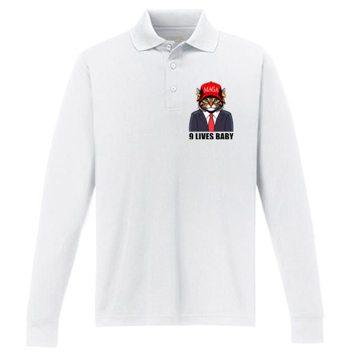 9 Lives Baby Trump 2024 You Missed Again Performance Long Sleeve Polo