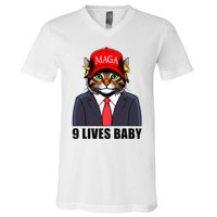 9 Lives Baby Trump 2024 You Missed Again V-Neck T-Shirt