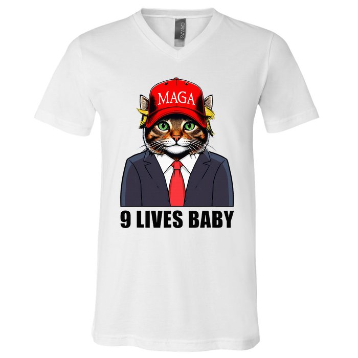 9 Lives Baby Trump 2024 You Missed Again V-Neck T-Shirt