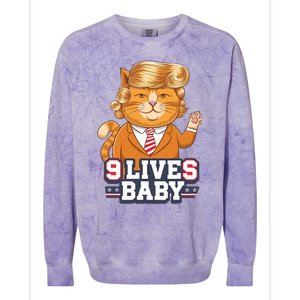 9 Lives Baby Trump Cat Funny Political Humor Design Colorblast Crewneck Sweatshirt