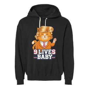 9 Lives Baby Trump Cat Funny Political Humor Design Garment-Dyed Fleece Hoodie