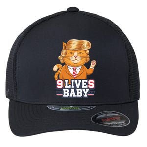 9 Lives Baby Trump Cat Funny Political Humor Design Flexfit Unipanel Trucker Cap