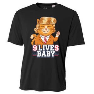 9 Lives Baby Trump Cat Funny Political Humor Design Cooling Performance Crew T-Shirt