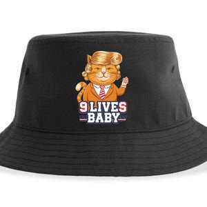 9 Lives Baby Trump Cat Funny Political Humor Design Sustainable Bucket Hat