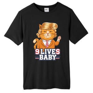 9 Lives Baby Trump Cat Funny Political Humor Design Tall Fusion ChromaSoft Performance T-Shirt