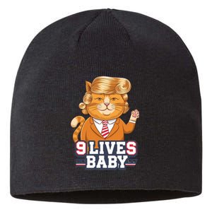 9 Lives Baby Trump Cat Funny Political Humor Design Sustainable Beanie