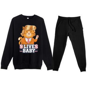 9 Lives Baby Trump Cat Funny Political Humor Design Premium Crewneck Sweatsuit Set