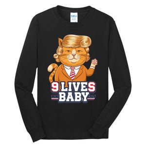 9 Lives Baby Trump Cat Funny Political Humor Design Tall Long Sleeve T-Shirt