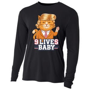 9 Lives Baby Trump Cat Funny Political Humor Design Cooling Performance Long Sleeve Crew