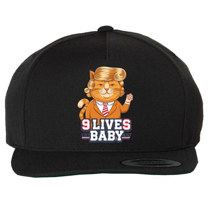 9 Lives Baby Trump Cat Funny Political Humor Design Wool Snapback Cap