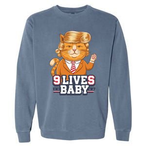 9 Lives Baby Trump Cat Funny Political Humor Design Garment-Dyed Sweatshirt