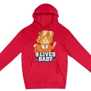 9 Lives Baby Trump Cat Funny Political Humor Design Premium Pullover Hoodie