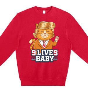 9 Lives Baby Trump Cat Funny Political Humor Design Premium Crewneck Sweatshirt