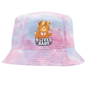 9 Lives Baby Trump Cat Funny Political Humor Design Tie-Dyed Bucket Hat