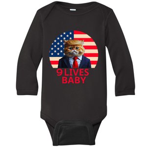 9 Lives Baby Trump Cute Cat 9 Lives Baby Baby Long Sleeve Bodysuit