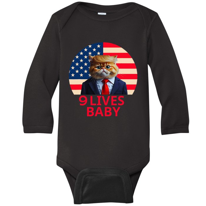 9 Lives Baby Trump Cute Cat 9 Lives Baby Baby Long Sleeve Bodysuit