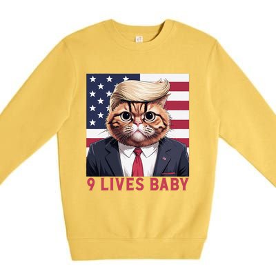 9 Lives Baby Funny Cat Trump Nine Lives Cat In Suite Premium Crewneck Sweatshirt